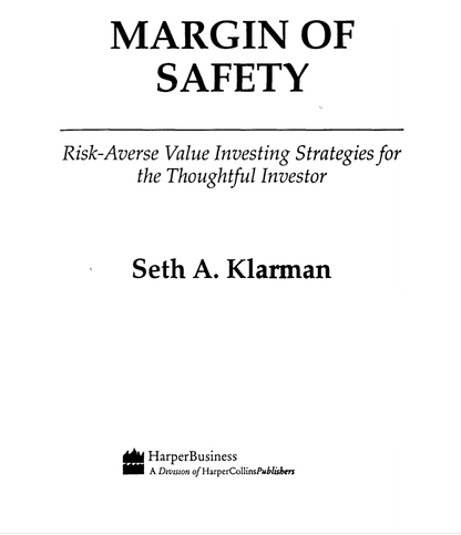 Margin of Safety by Seth Klarman Investment Book