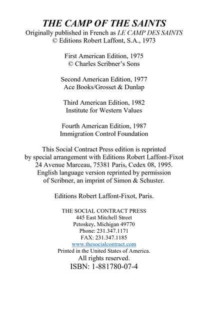 The Camp of the Saints by Jean Raspail Critical  book 1994