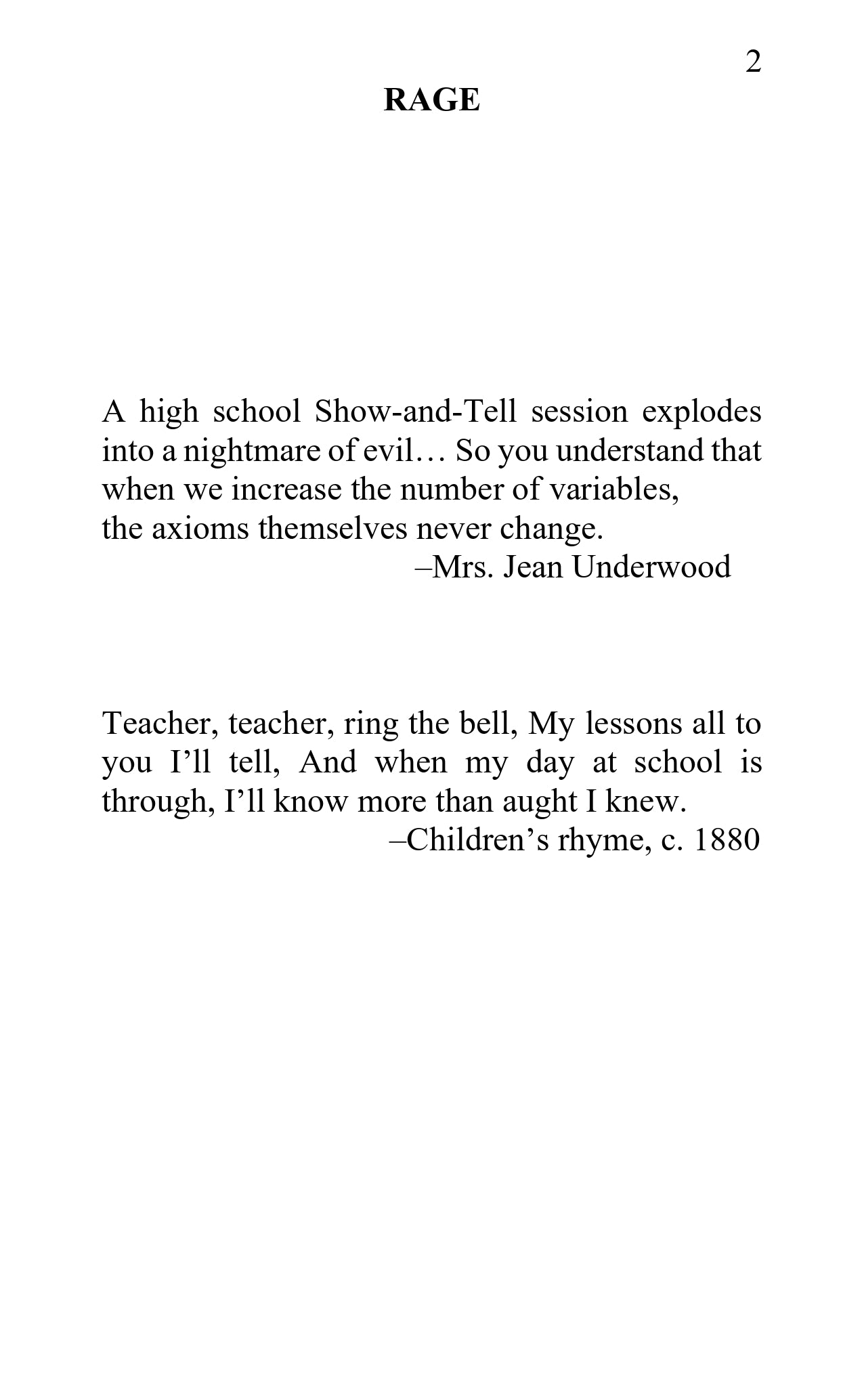 RAGE by  Stephen King(Richard Bachman) 1st  1977