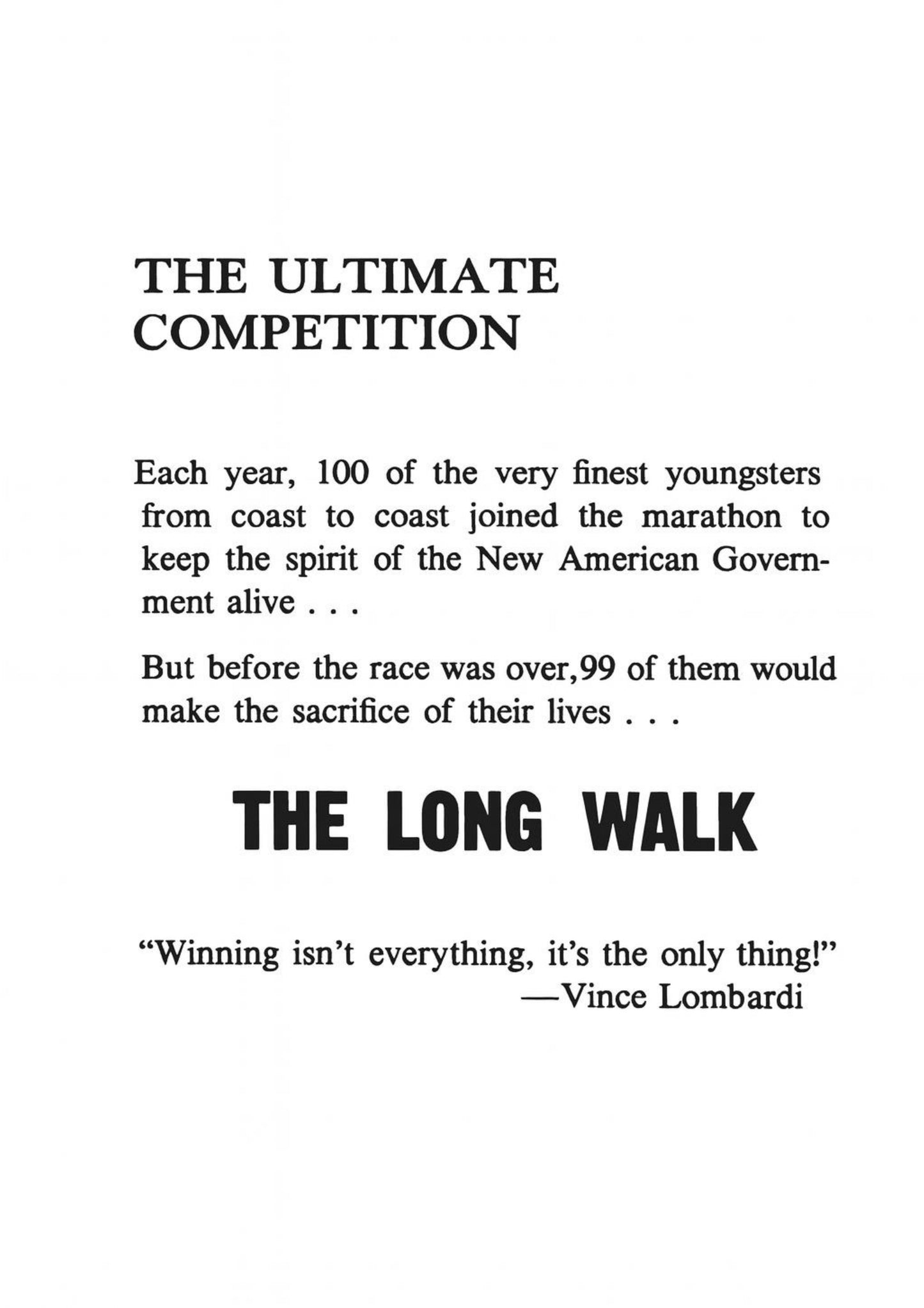 The Long Walk by Stephen King First Edition 1979