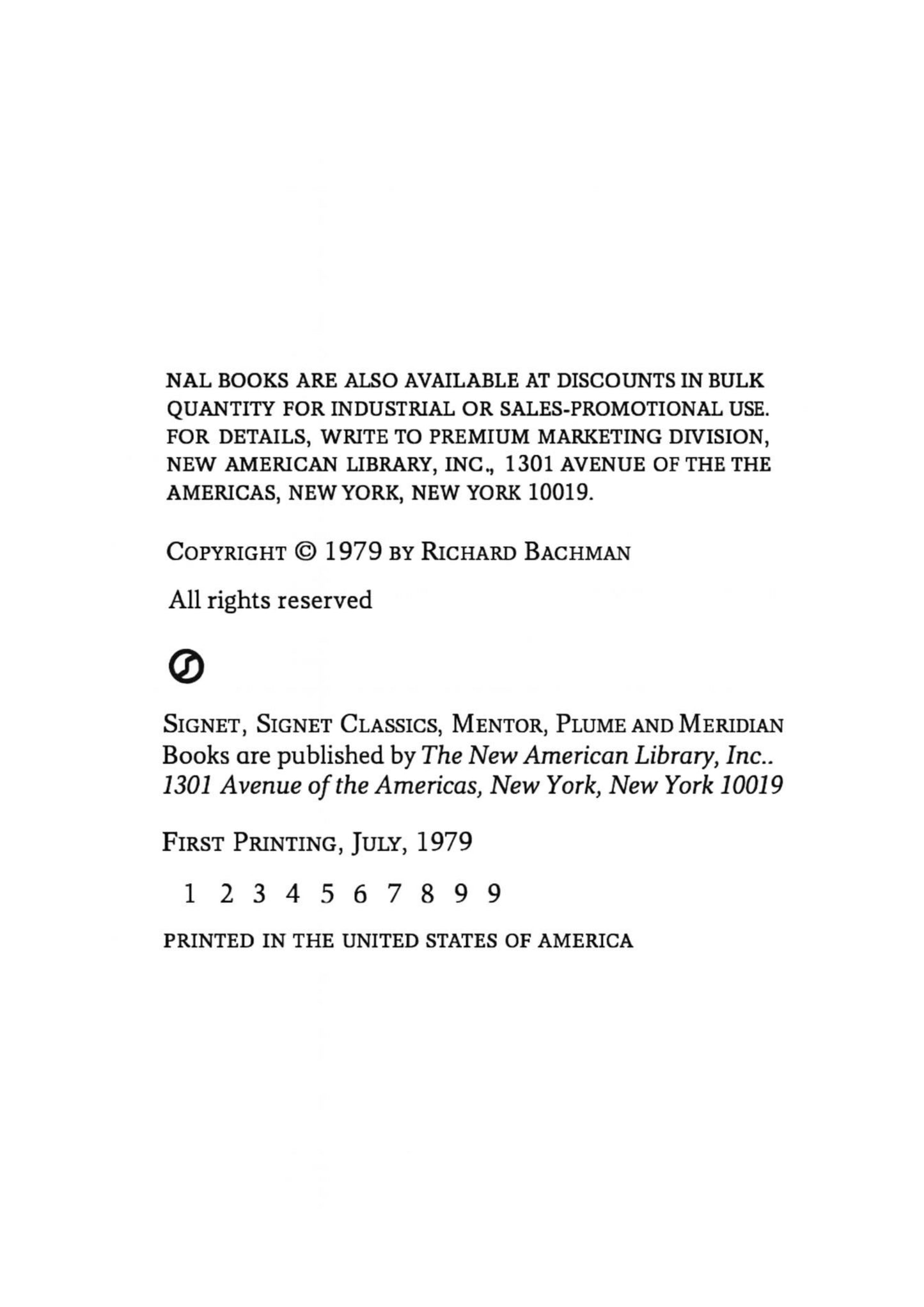 The Long Walk by Stephen King First Edition 1979